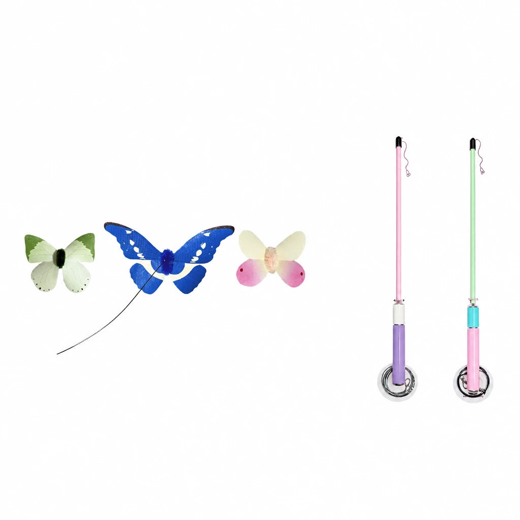 Retractable Cat Teaser Wand with Replaceable Attachments