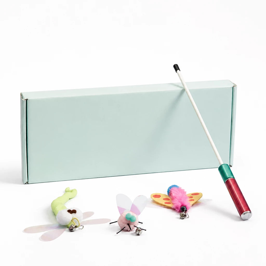 Retractable Cat Teaser Wand with Replaceable Attachments