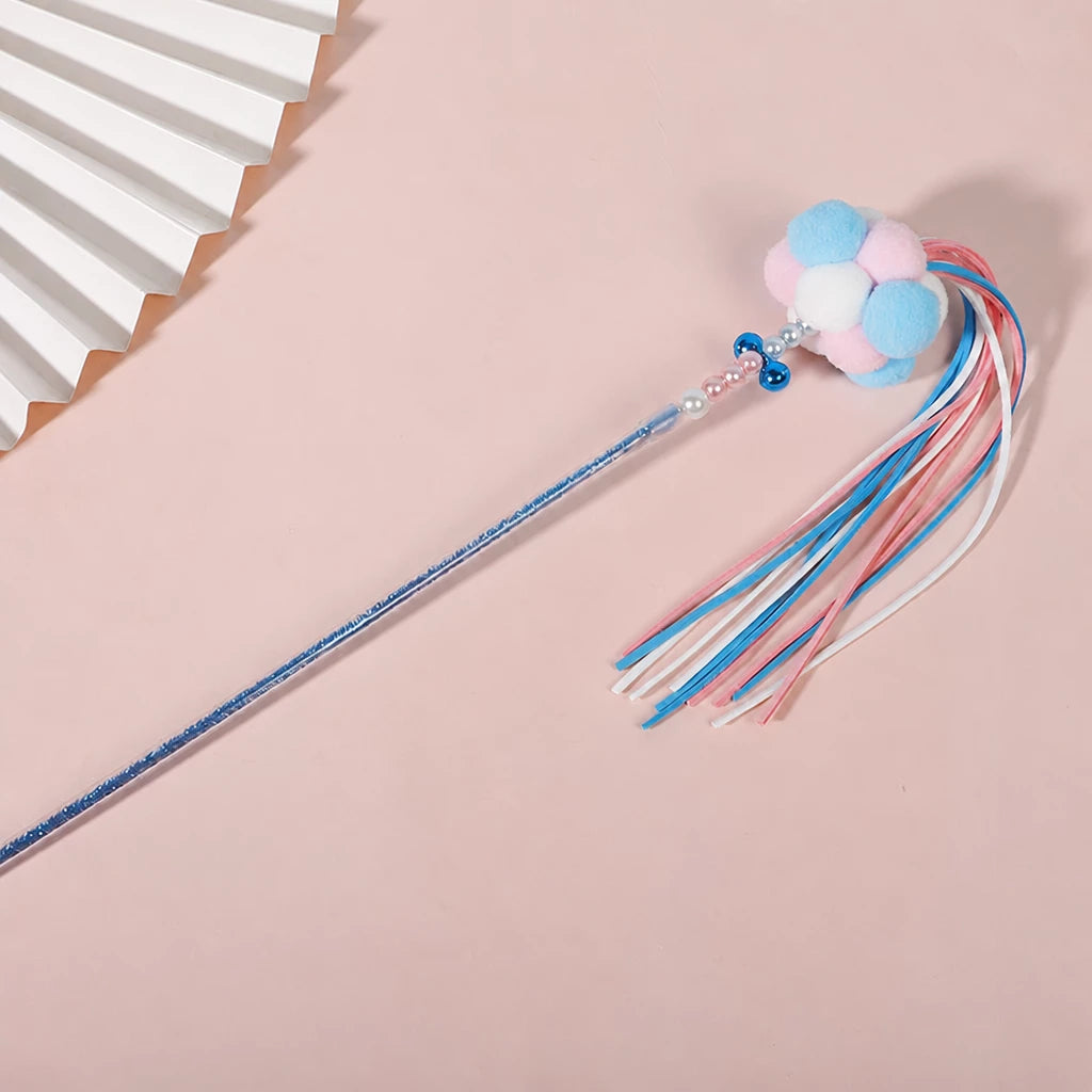 Fairy Cat Teaser Wand with Pom-Pom Toy