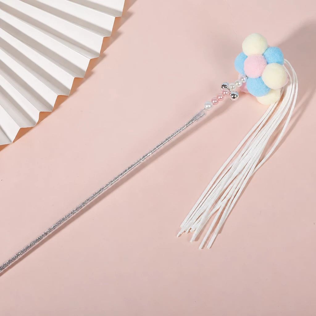 Fairy Cat Teaser Wand with Pom-Pom Toy
