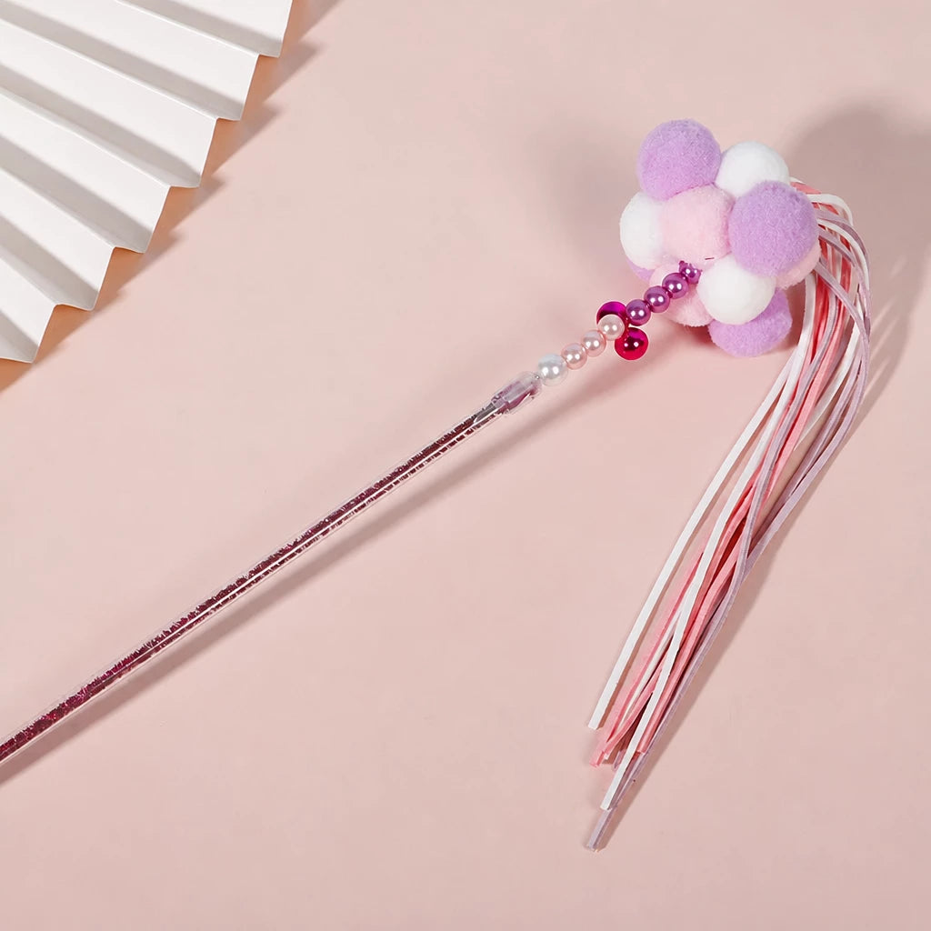 Fairy Cat Teaser Wand with Pom-Pom Toy
