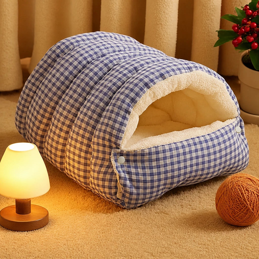 Semi-Enclosed Cat & Small Dog Bed with Removable, Washable Design