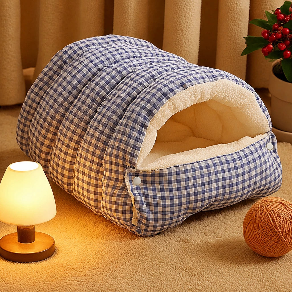 Semi-Enclosed Cat & Small Dog Bed with Removable, Washable Design