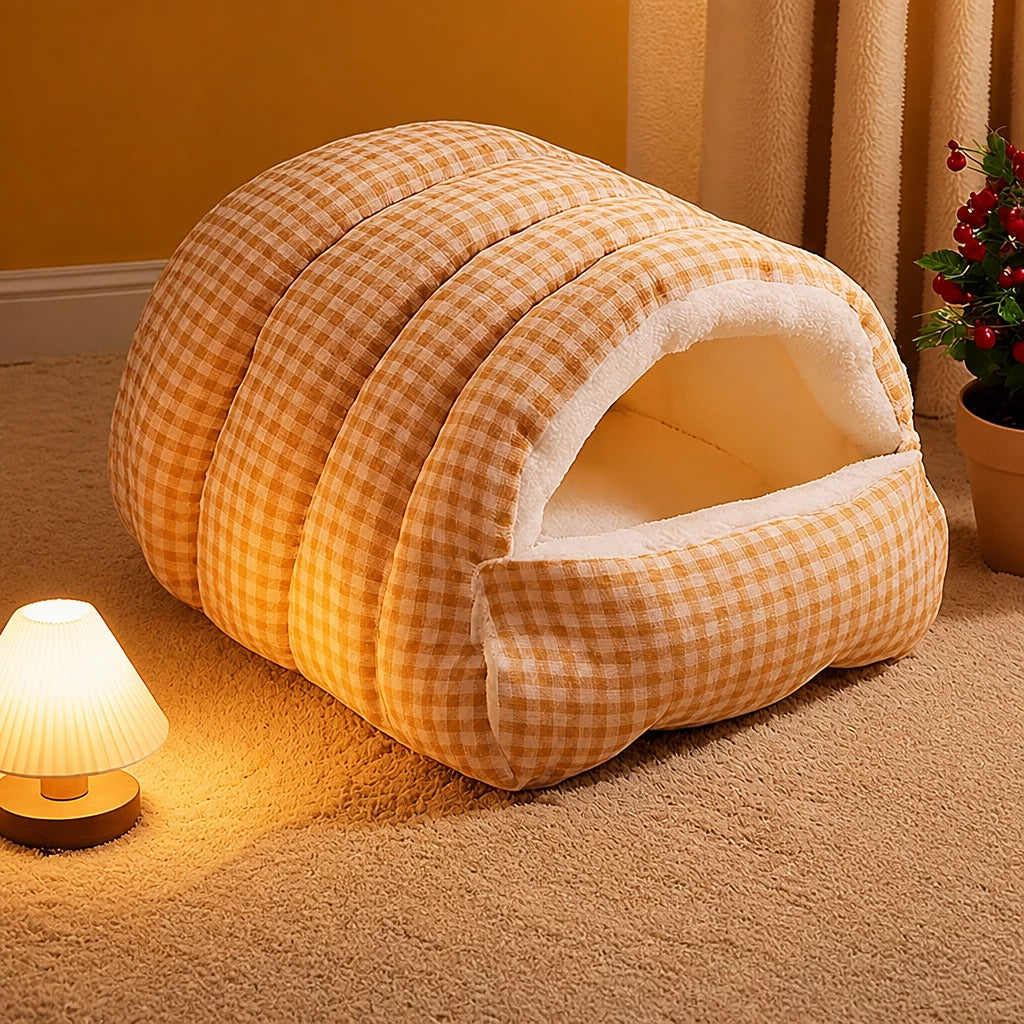 Semi-Enclosed Cat & Small Dog Bed with Removable, Washable Design