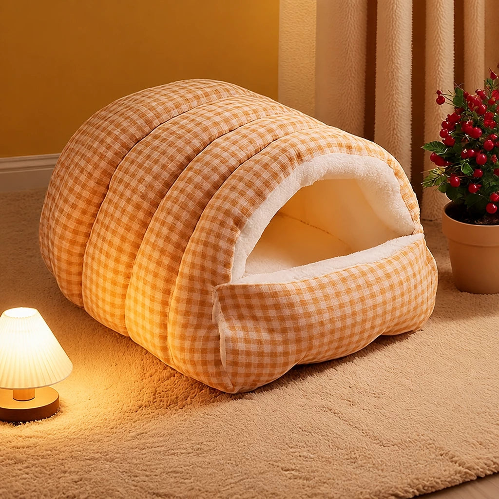 Semi-Enclosed Cat & Small Dog Bed with Removable, Washable Design
