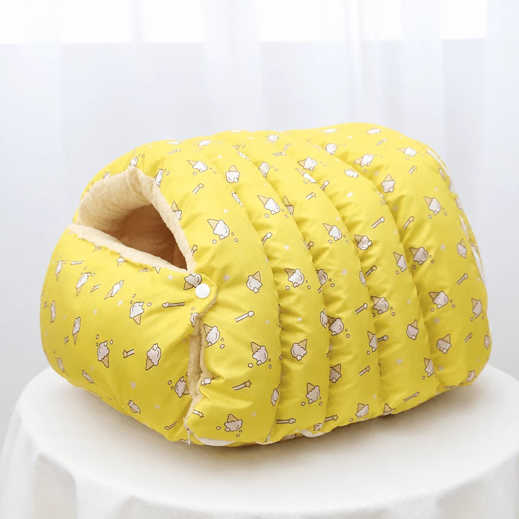 Enclosed Pet Bed with Open Entry for Cats and Small Dogs
