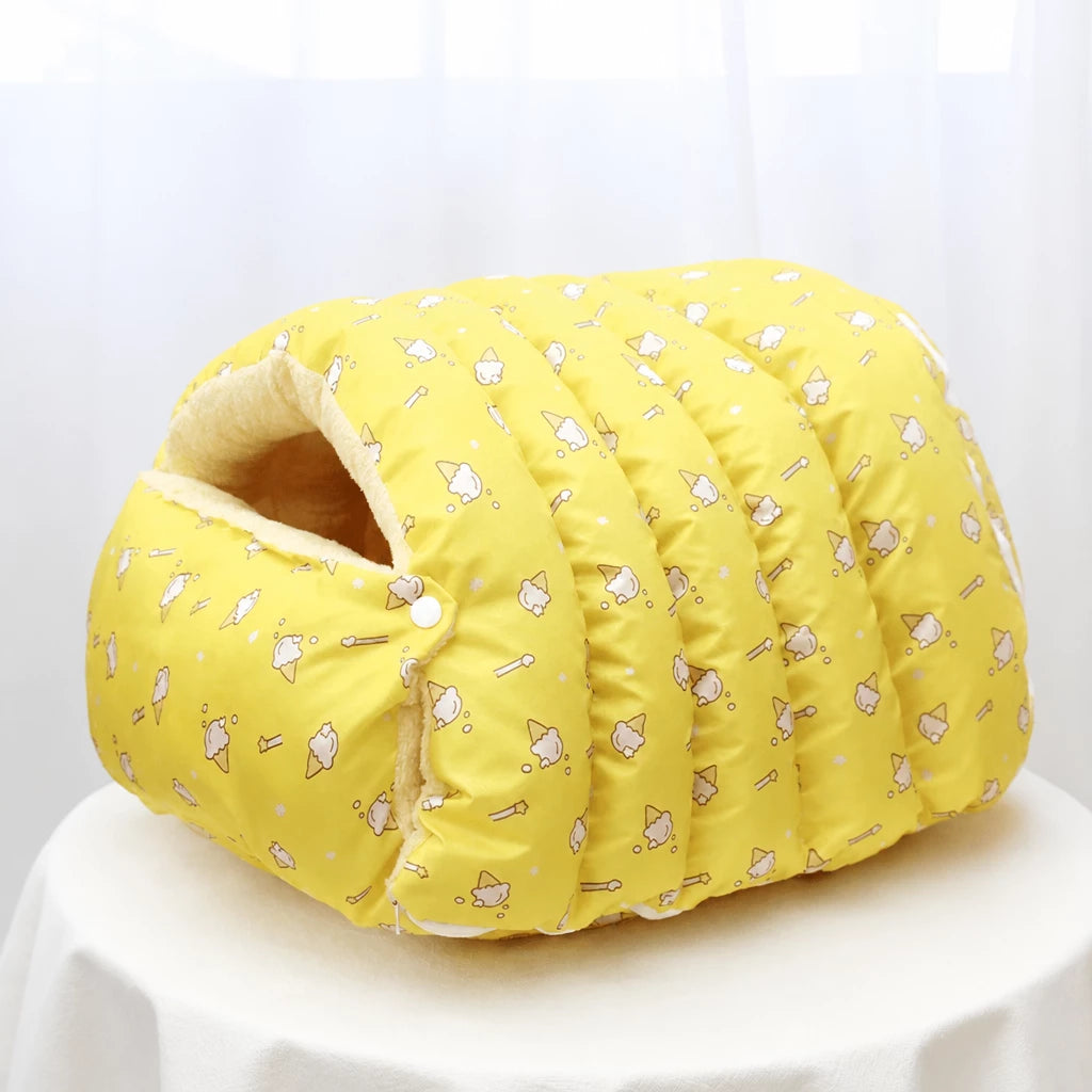 Enclosed Pet Bed with Open Entry for Cats and Small Dogs