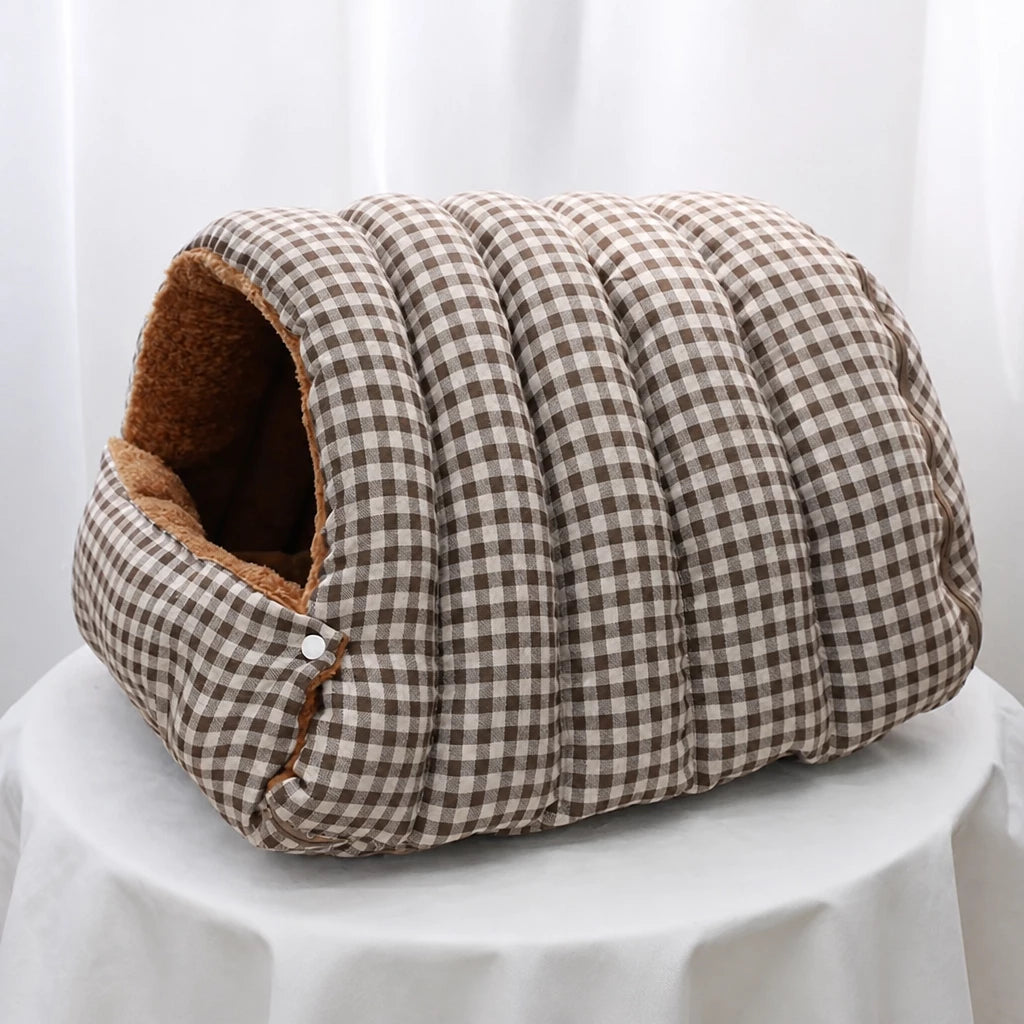 Enclosed Pet Bed with Open Entry for Cats and Small Dogs