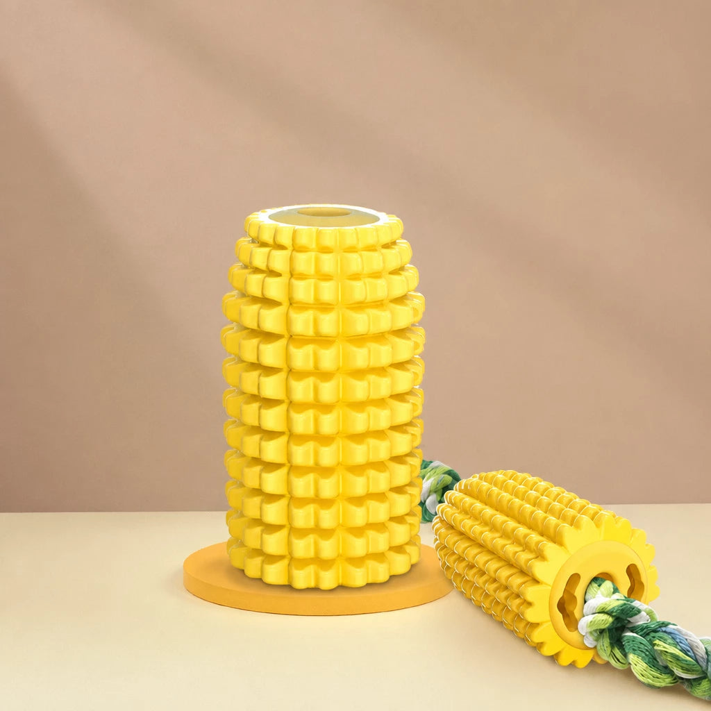 Corn-Shaped TPR Dog Chew Toy with Optional Squeaker
