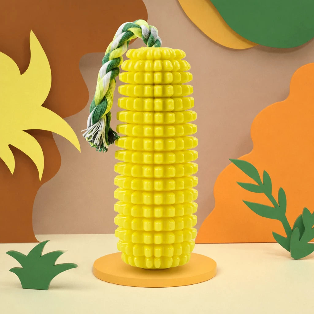 Corn-Shaped TPR Dog Chew Toy with Optional Squeaker