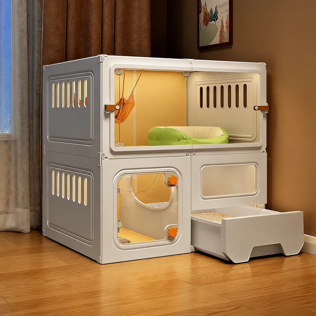 Indoor Cat Enclosure with Litter Box Area