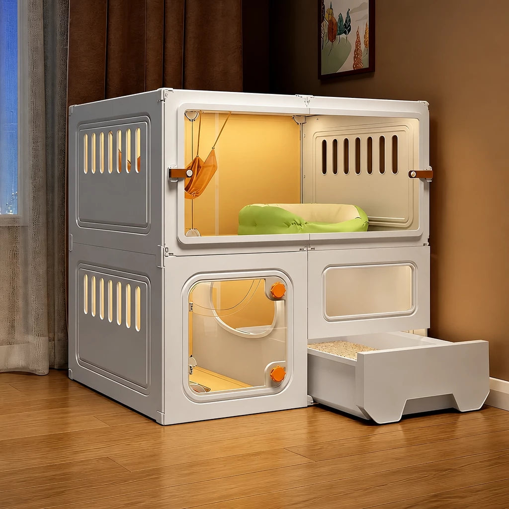 Indoor Cat Enclosure with Litter Box Area