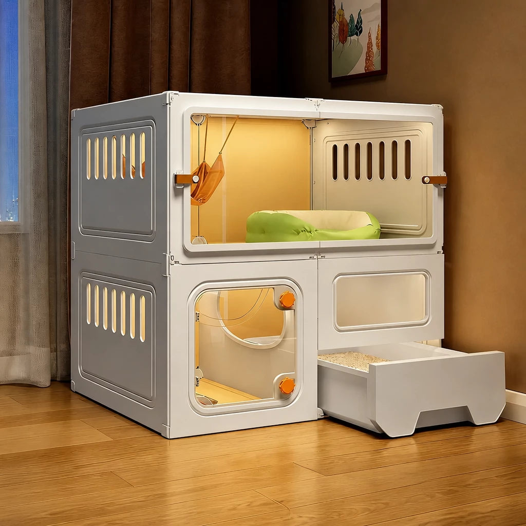 Indoor Cat Enclosure with Litter Box Area