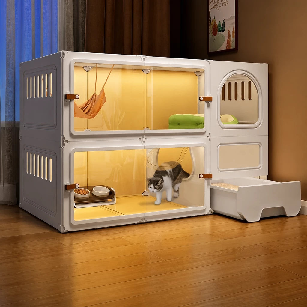 Indoor Cat Enclosure with Litter Box Area