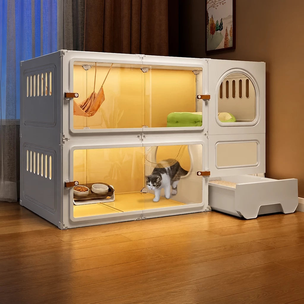 Indoor Cat Enclosure with Litter Box Area