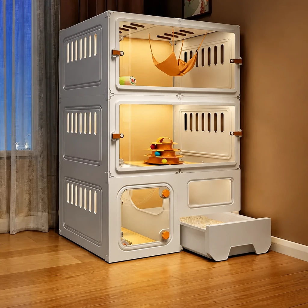 Indoor Cat Enclosure with Litter Box Area