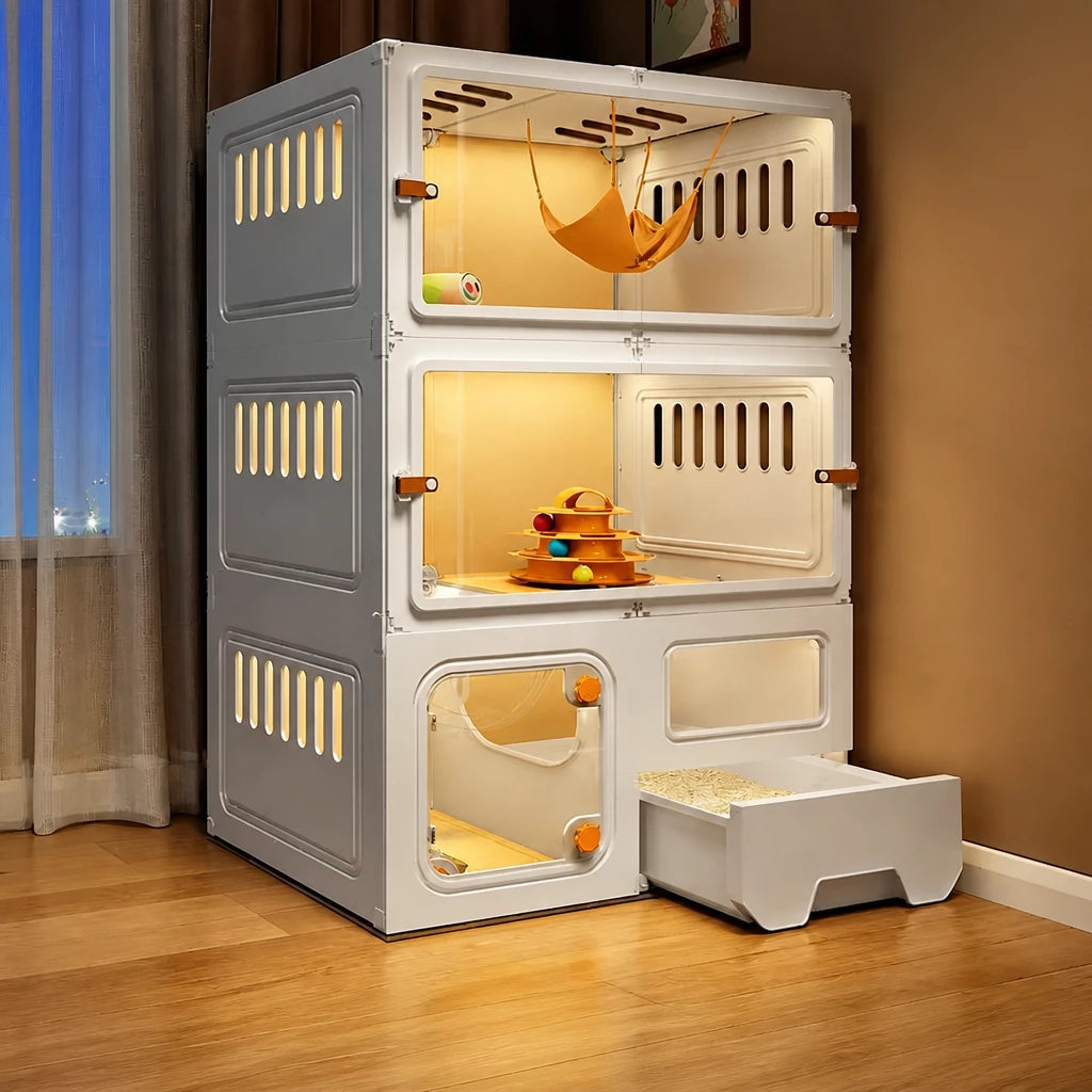 Indoor Cat Enclosure with Litter Box Area