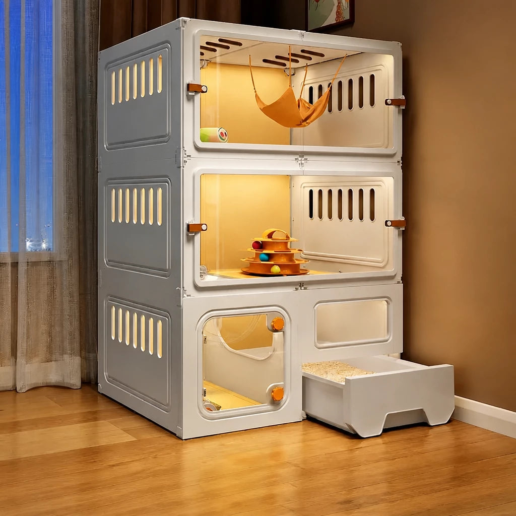 Indoor Cat Enclosure with Litter Box Area