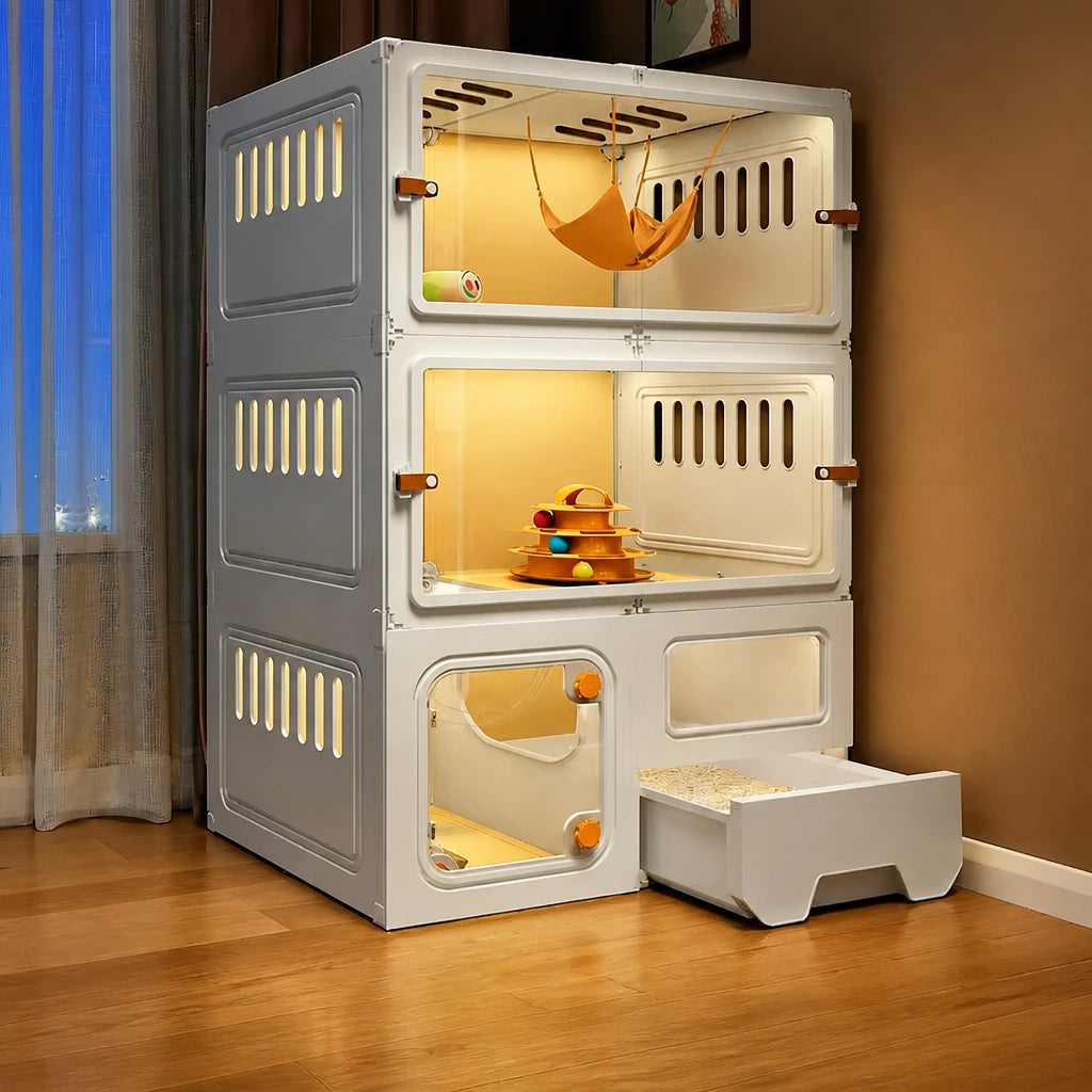 Indoor Cat Enclosure with Litter Box Area