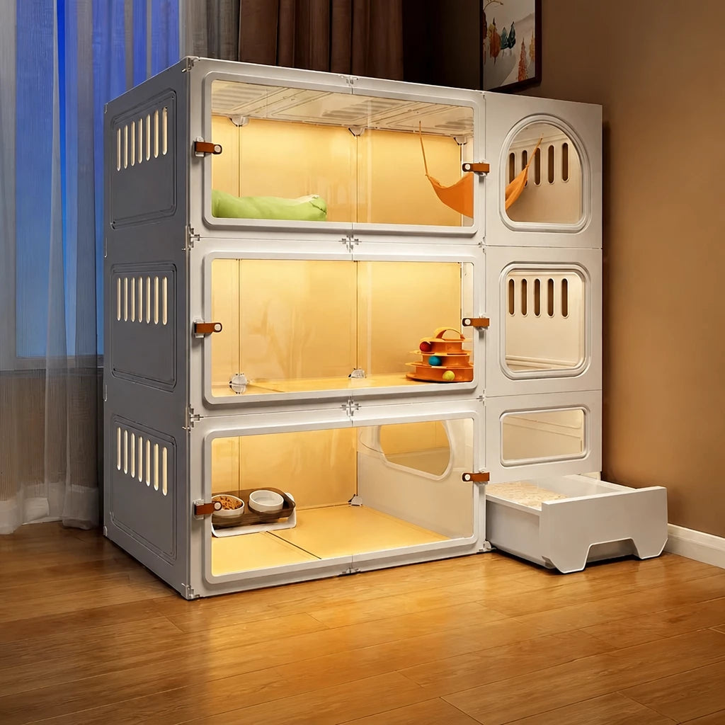 Indoor Cat Enclosure with Litter Box Area