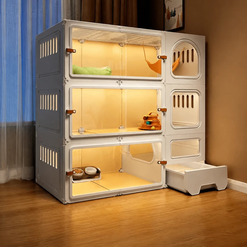 Indoor Cat Enclosure with Litter Box Area