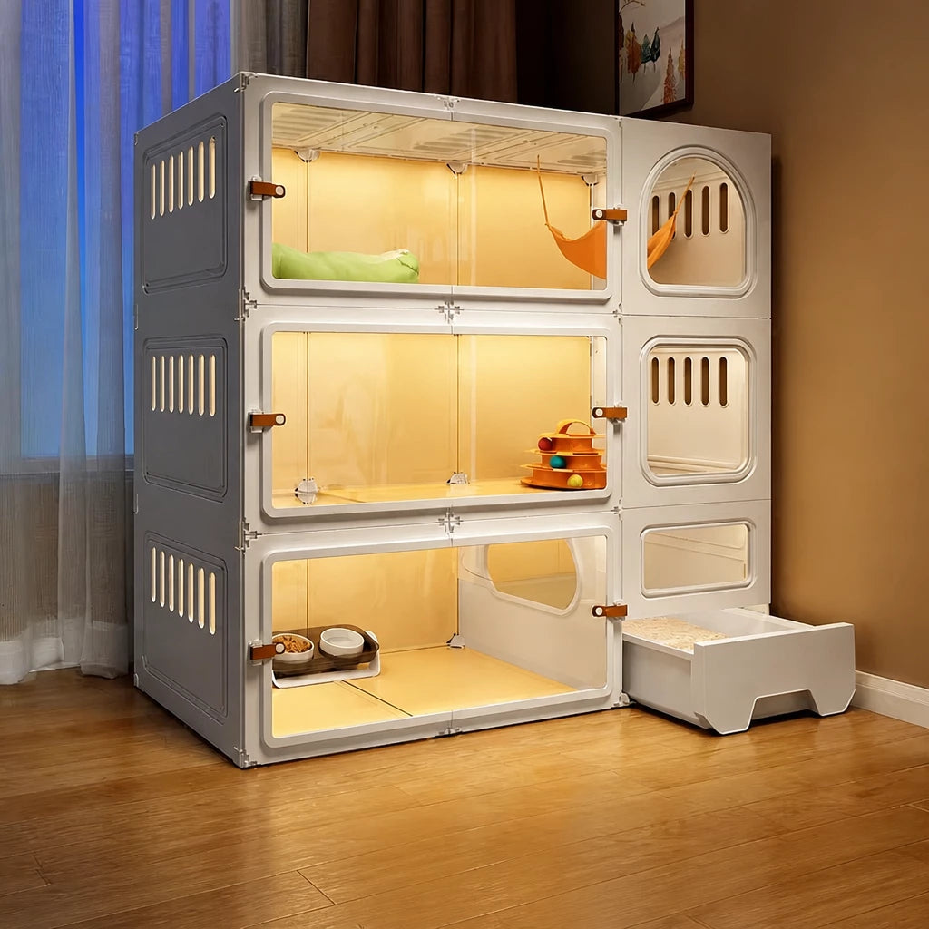 Indoor Cat Enclosure with Litter Box Area