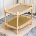 Two-Tier Wooden Cat Bed with Sisal Scratcher and Woven Mats