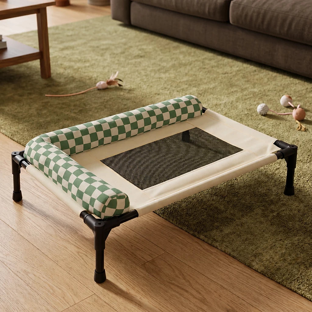 Portable Elevated Pet Cot for Dogs and Cats with Mesh Surface