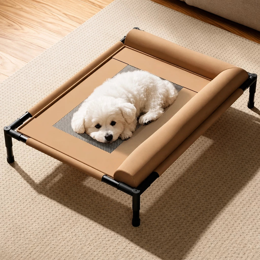 Portable Elevated Pet Cot for Dogs and Cats with Mesh Surface