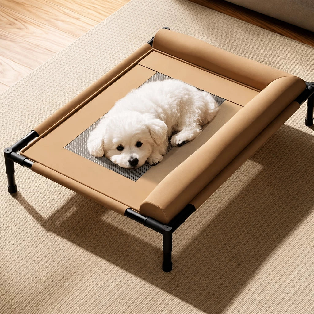 Portable Elevated Pet Cot for Dogs and Cats with Mesh Surface