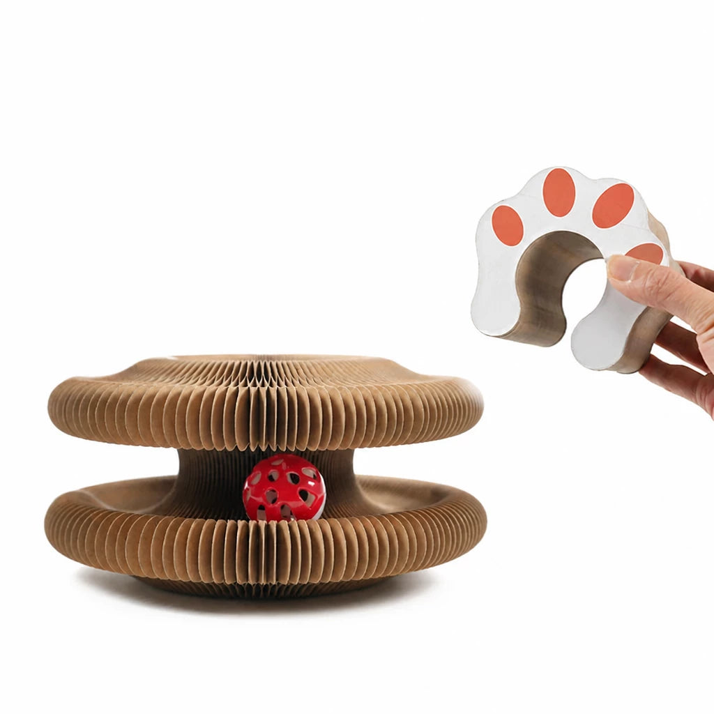 Foldable Accordion Cat Scratcher Toy with Bell