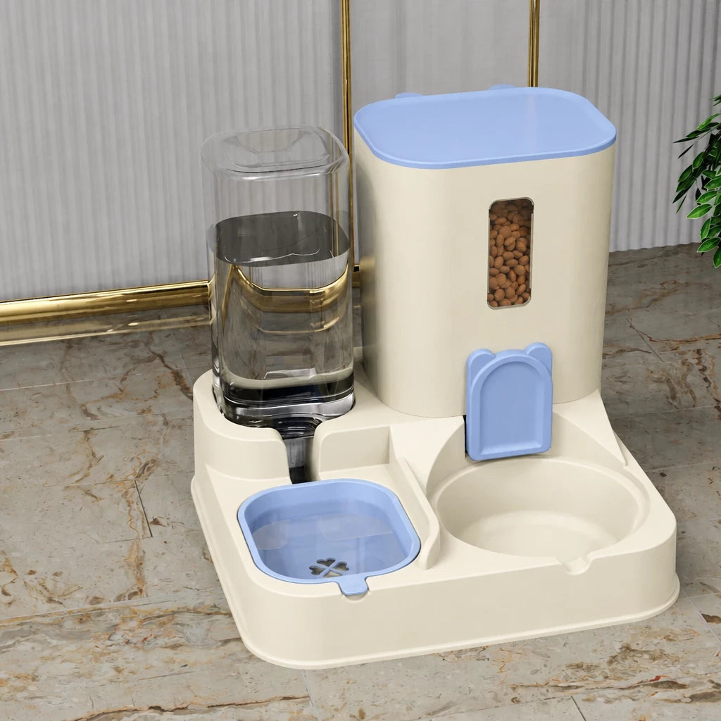 Automatic Pet Feeder with Dual Food and Water Bowls