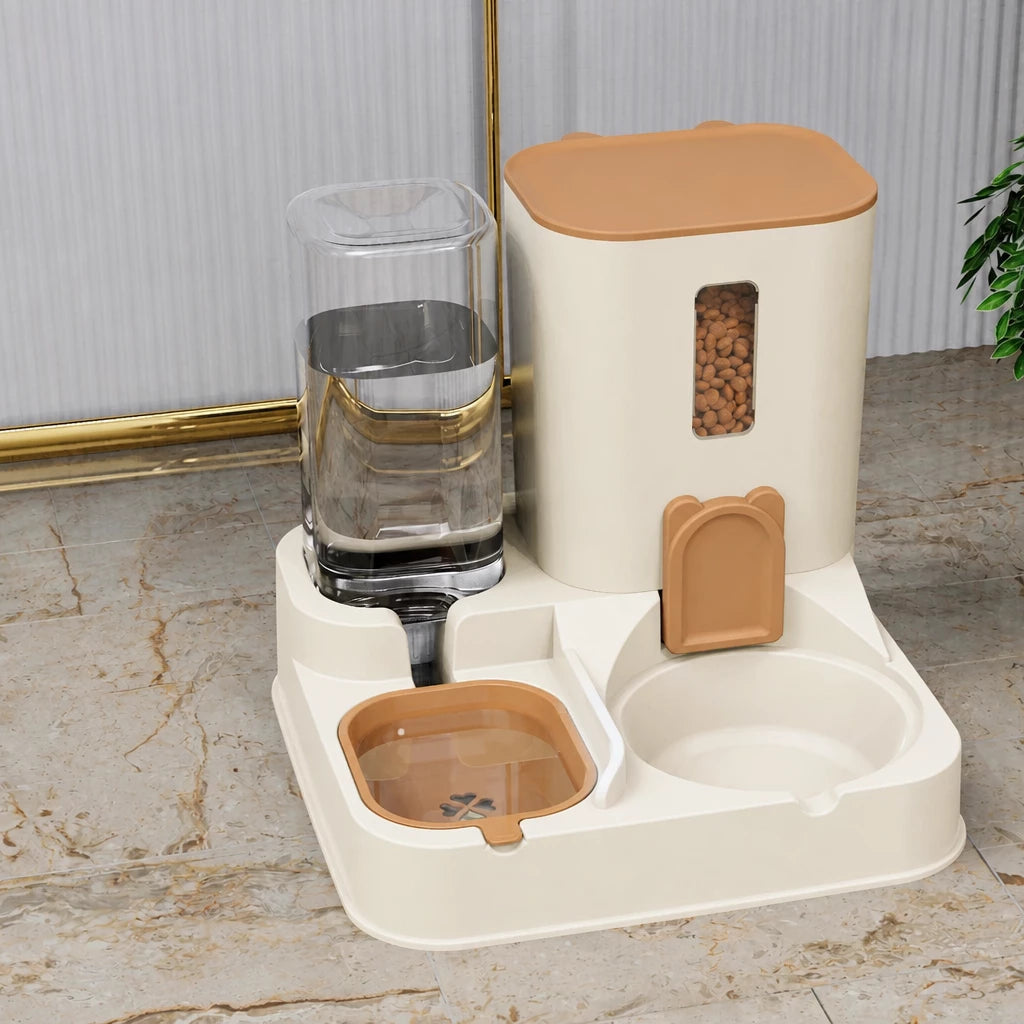 Automatic Pet Feeder with Dual Food and Water Bowls