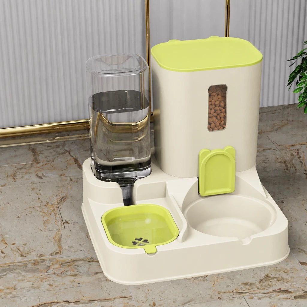 Automatic Pet Feeder with Dual Food and Water Bowls