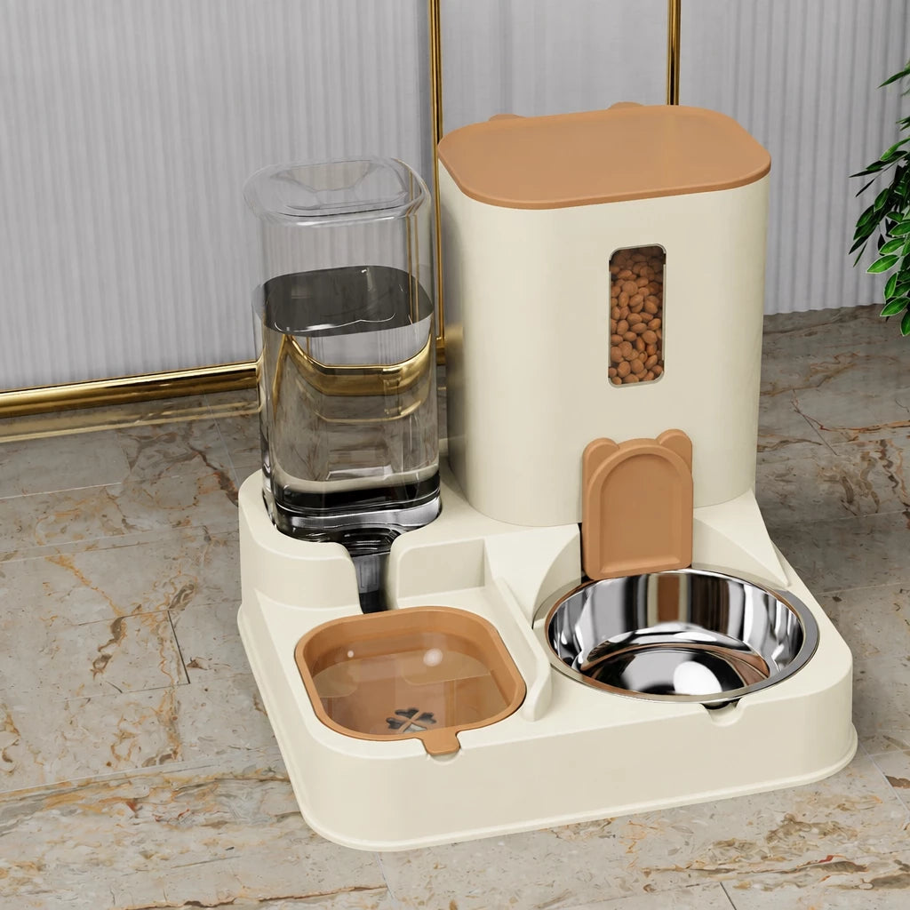 Automatic Pet Feeder with Dual Food and Water Bowls