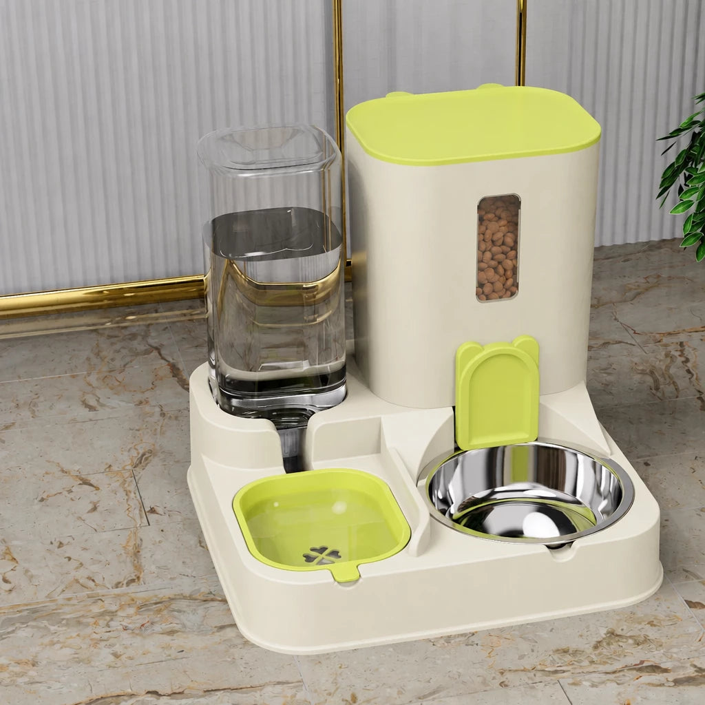 Automatic Pet Feeder with Dual Food and Water Bowls