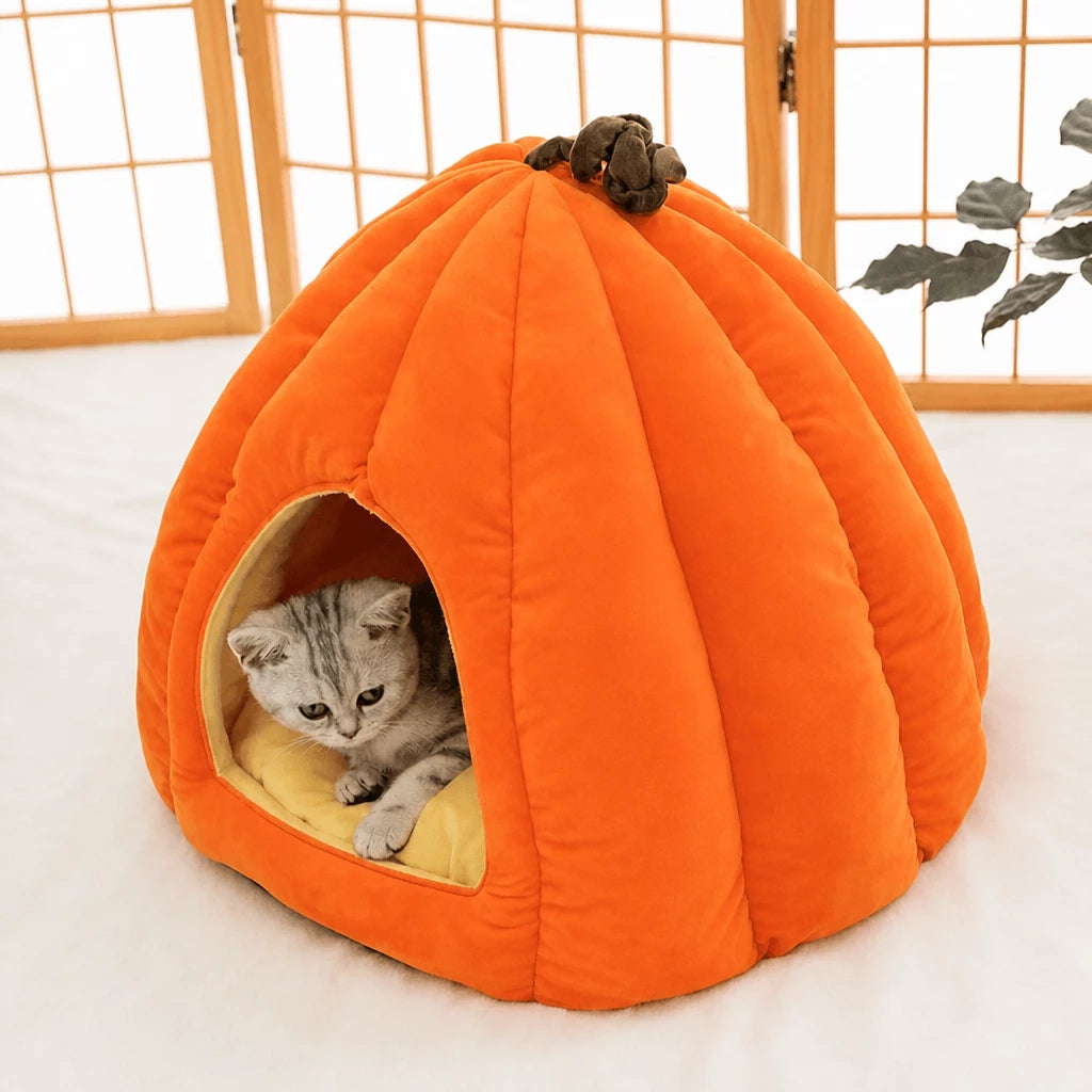 Enclosed Polyester Pet Bed for Cats and Small Dogs