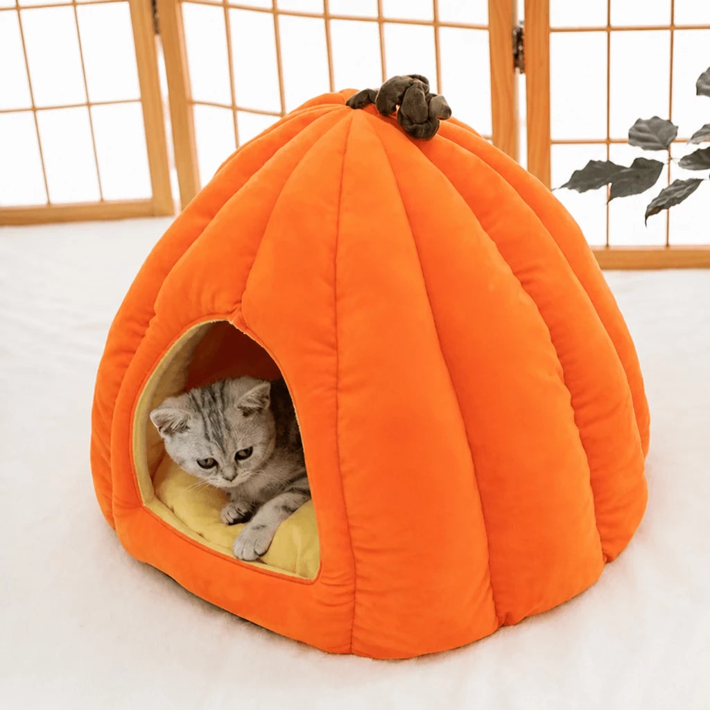 Enclosed Polyester Pet Bed for Cats and Small Dogs