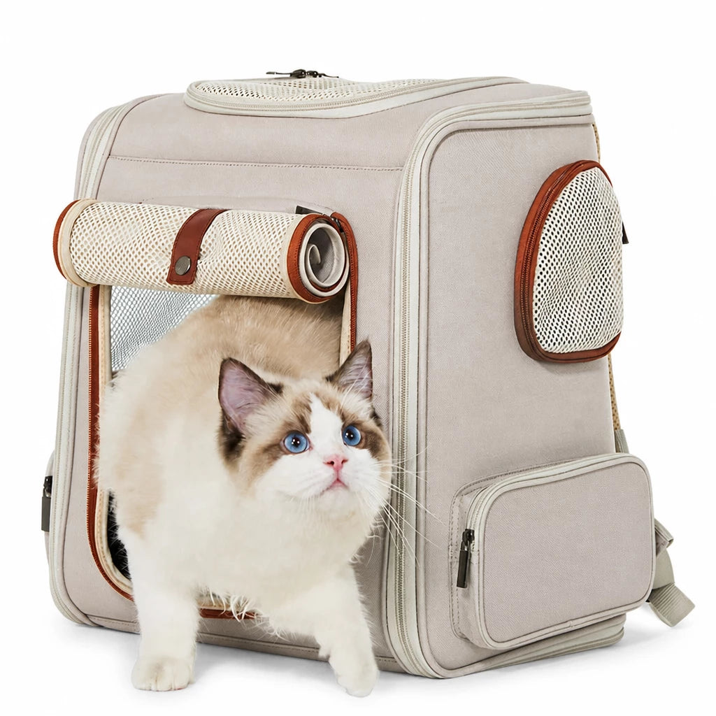 Canvas Pet Carrier Backpack for Cats and Small Dogs