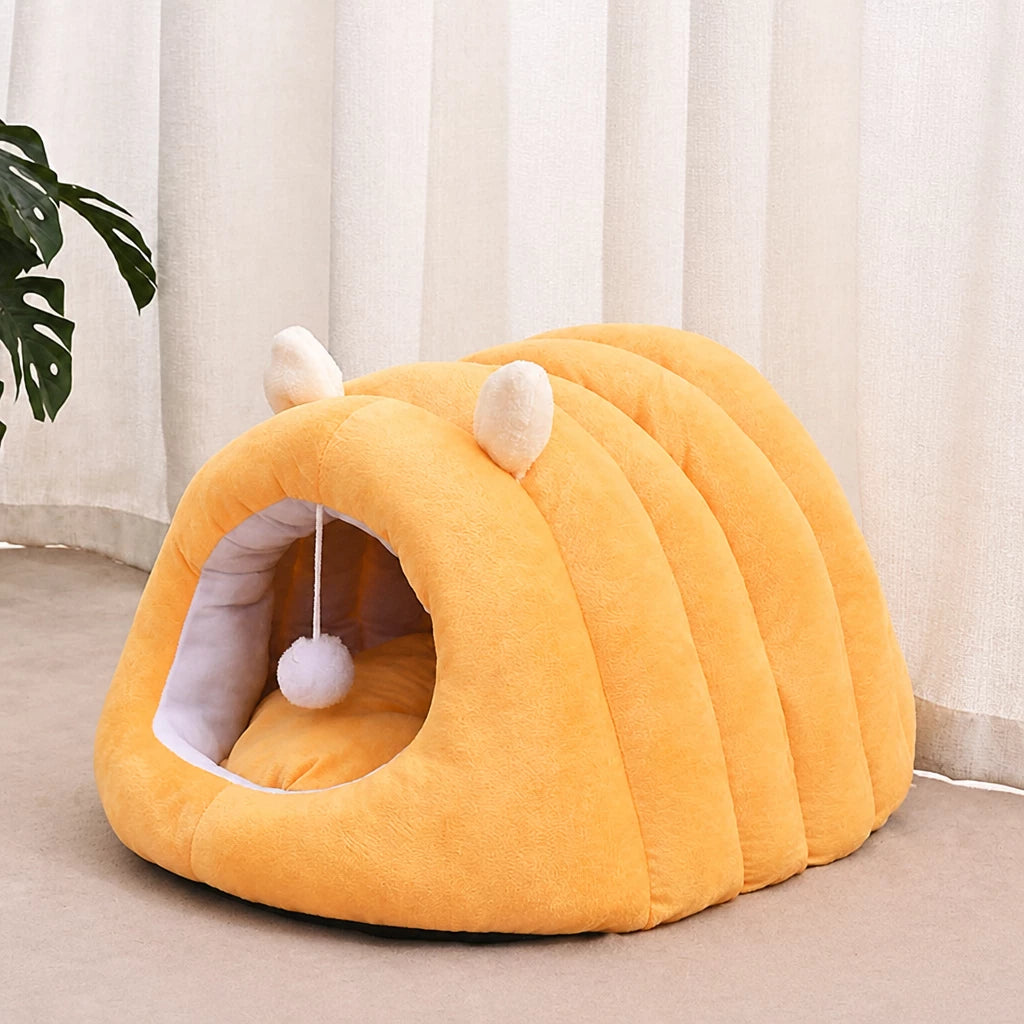 Semi-Enclosed Cat Bed with Tunnel-Style Hideaway