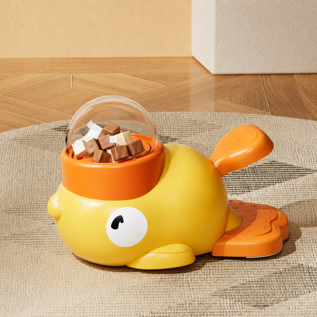 Rotating Duck Treat Dispenser Toy for Cats