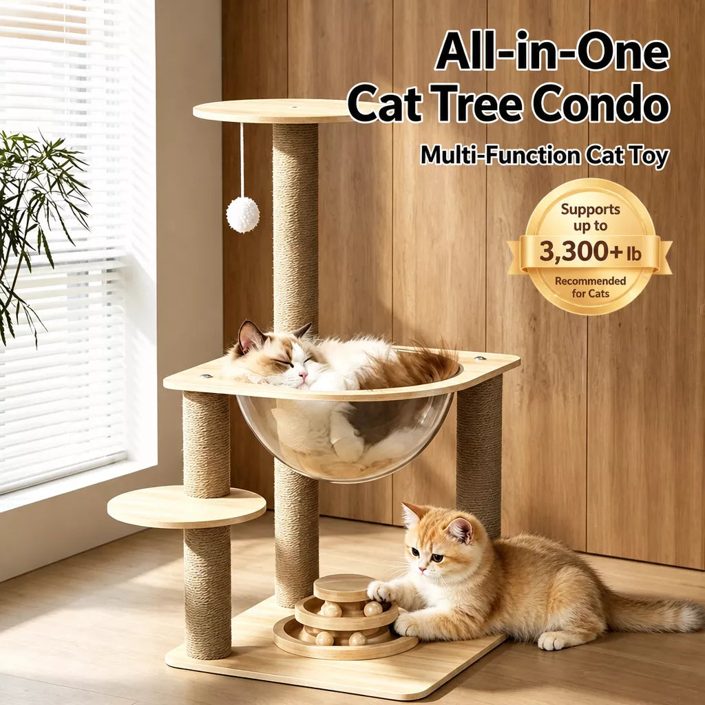 Cat Tree with Space Capsule Hideaway and Scratching Post