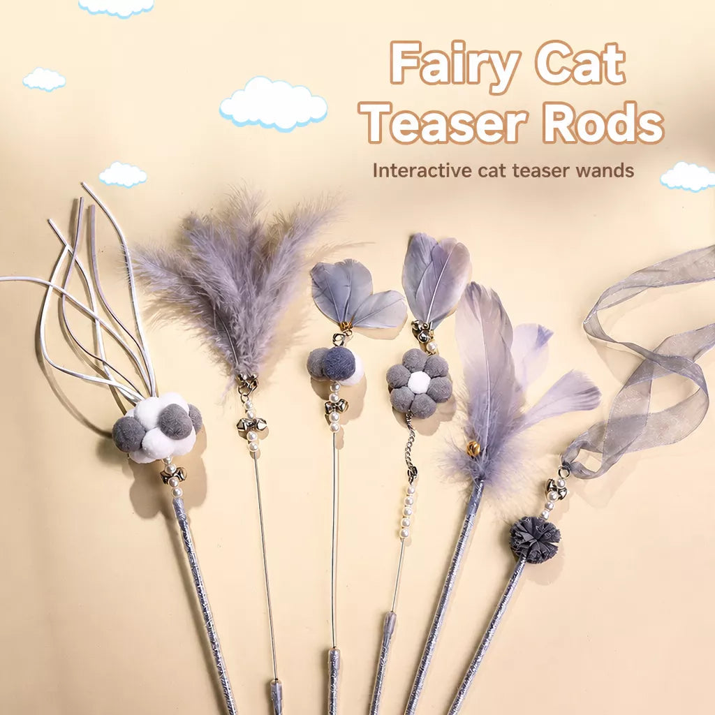 Feather Cat Teaser Wand Toy with Bell