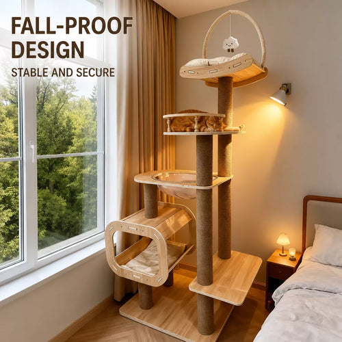 Cat Tree with Enclosed Cat House and Scratching Post