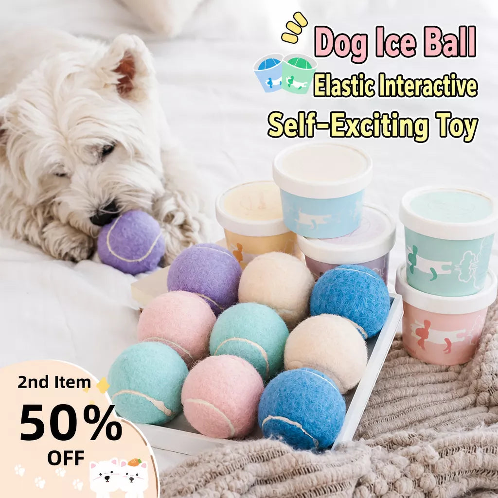 Ice Cream-Style Interactive Dog Ball with Storage Box