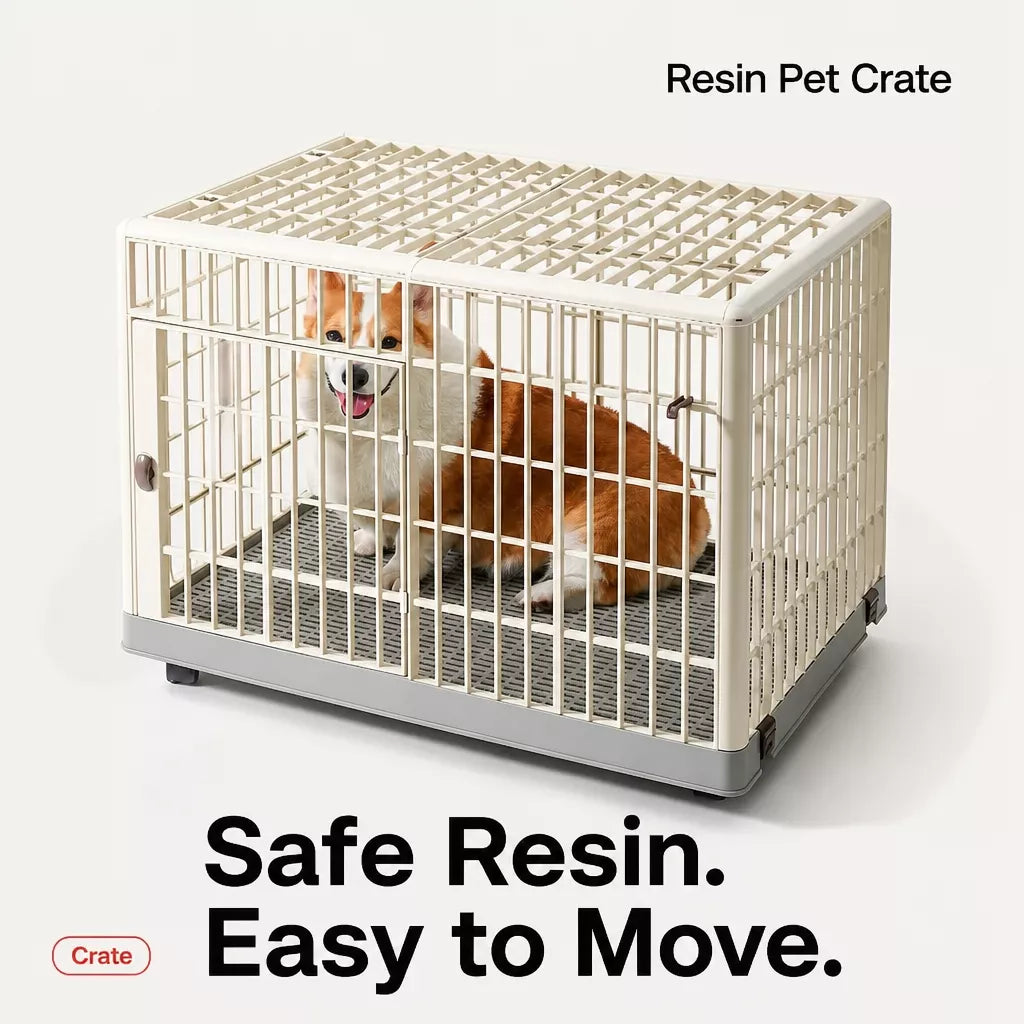 Indoor Pet Crate with Resin Panels and Iron Frame