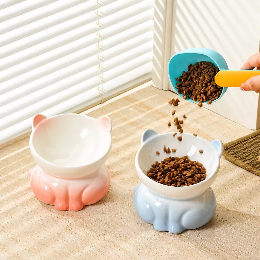 Elevated Ceramic Cat Food Bowl