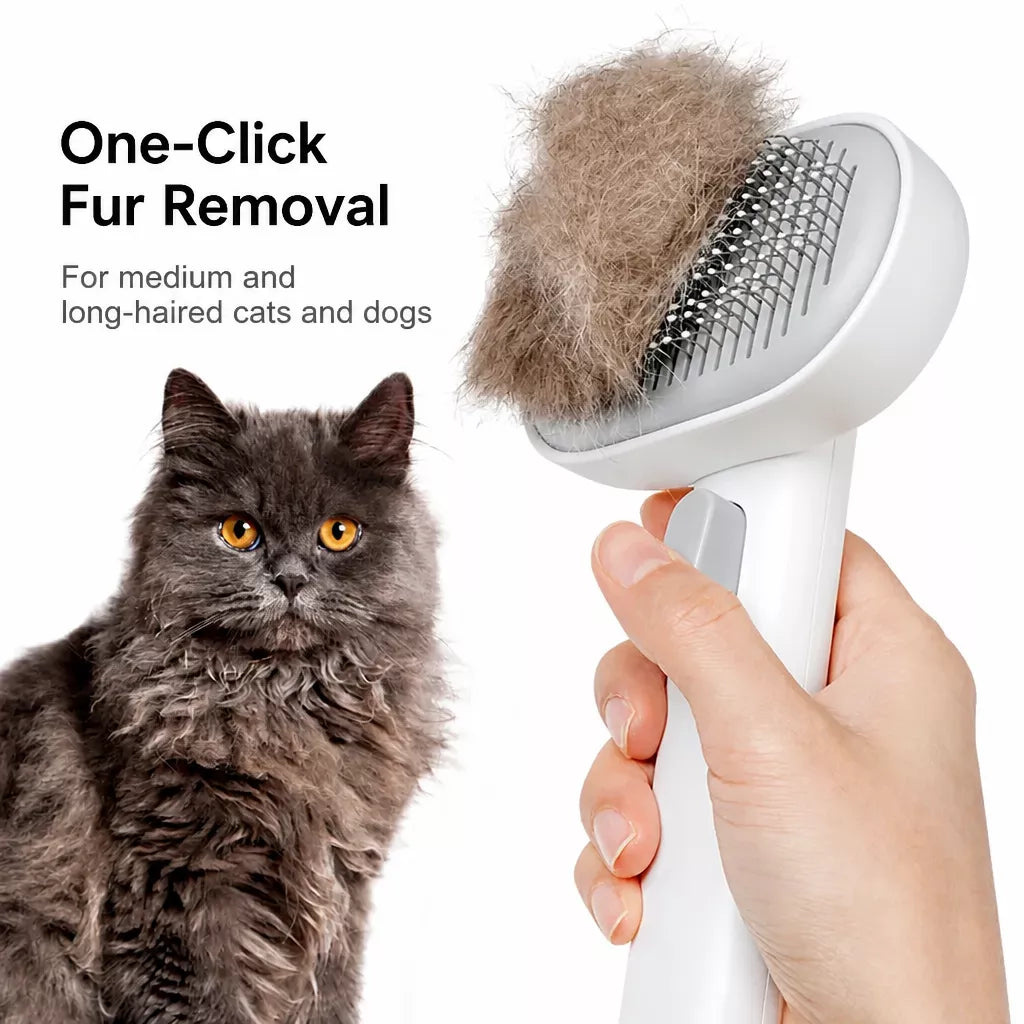 2-in-1 Dog & Cat Grooming Brush with Detangling Comb