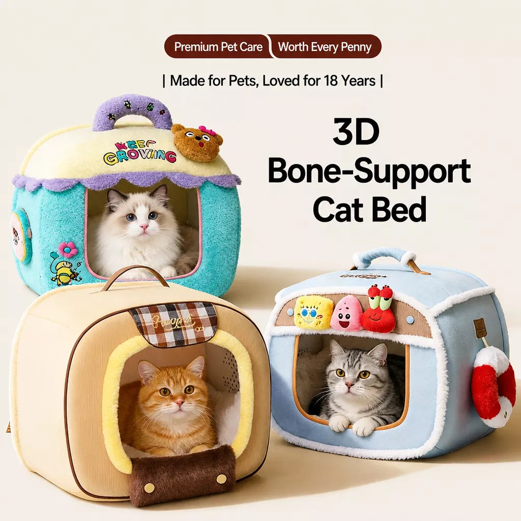 Pet Bed with Removable Washable Cover for Cats and Dogs