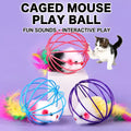 Cage-Style Mouse Cat Toy with Sisal Ball
